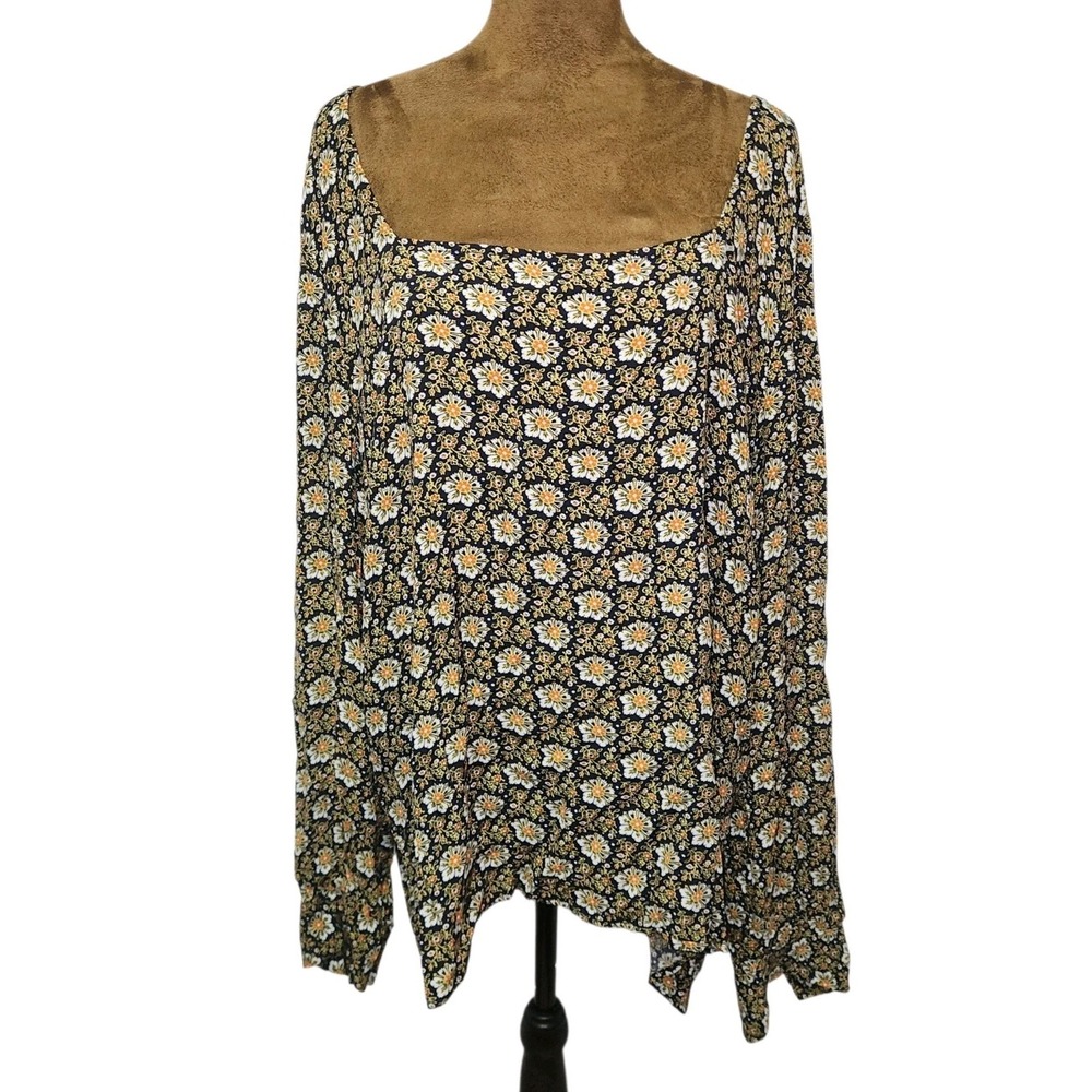 LOFT Top Women's Size L Long Sleeve Fall Floral Flowy Blouse Lightweight Relaxed